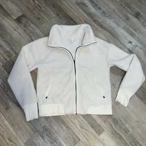 White Fleece Zip Up Jacket
